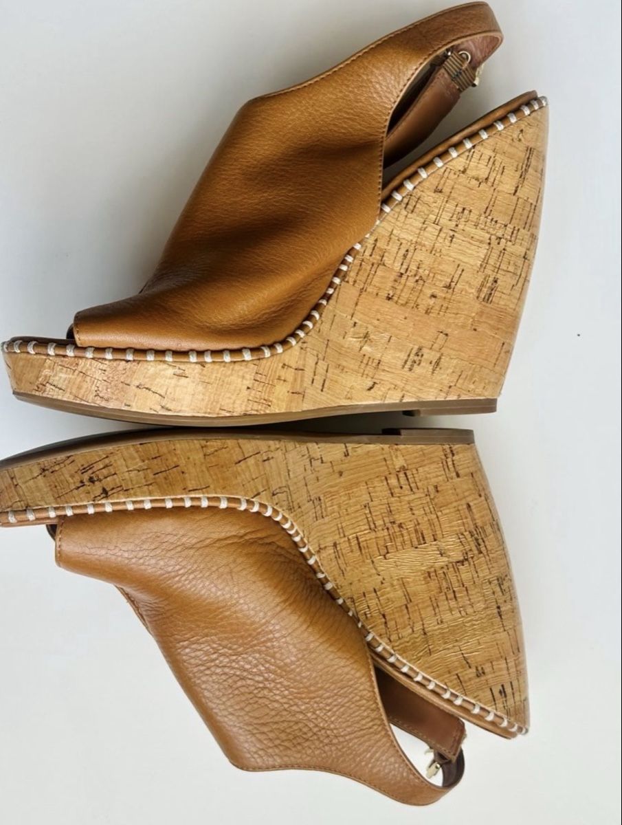 Scarpe da donna: Tan Leather Summer Wedges Size 9M – Usato da Vevey venduto da ledidream 1