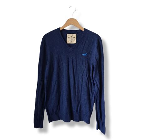 Pull col V Hollister bleu marine taille M