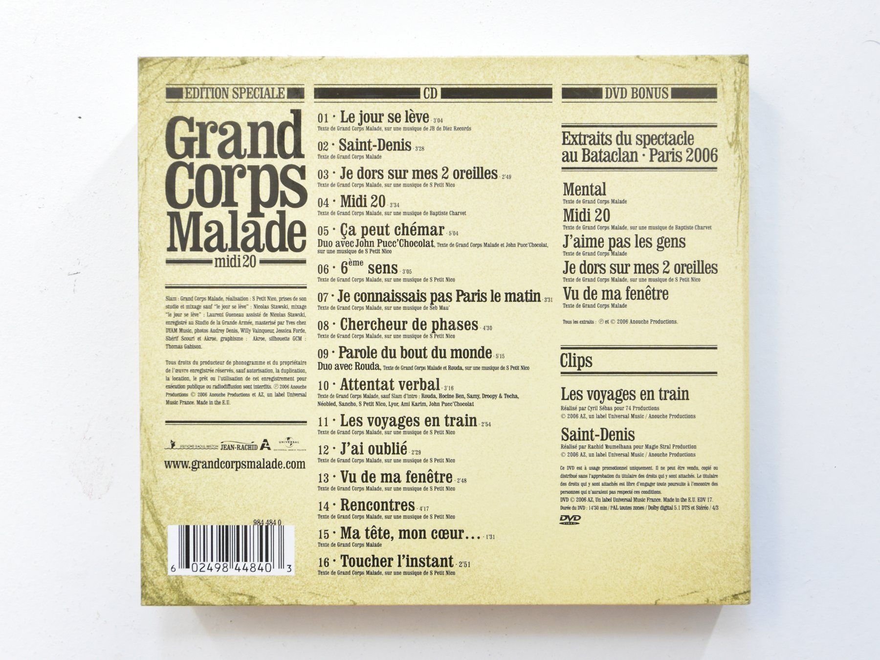 CD: Grand Corps Malade - Midi 20 (Coffret CD / DVD) – Usato da Belmont-sur-Yverdon venduto da ag97 3