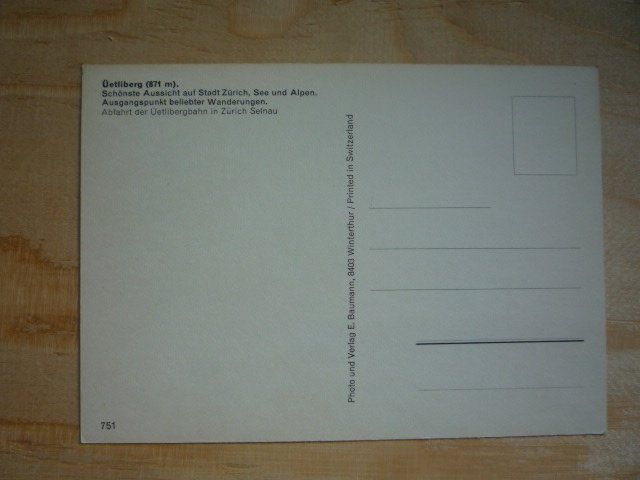 Cartoline postali: Gruss vom Üetliberg, 751 – Usato da Rieden SG venduto da Brockehuesli 1