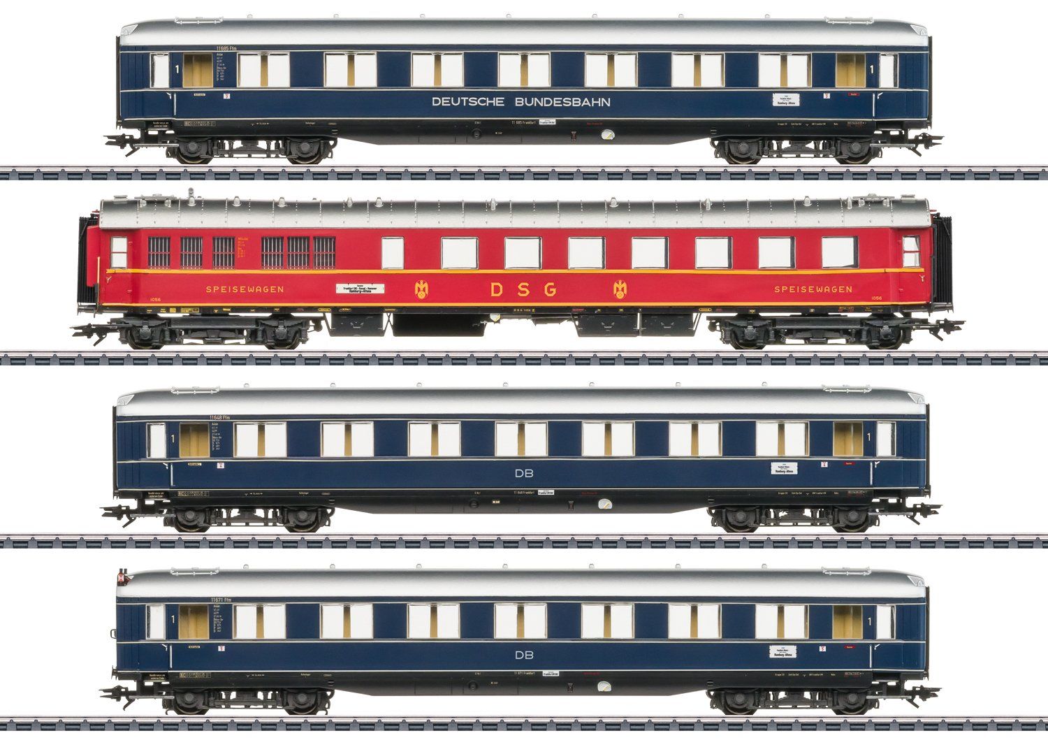 Märklin Modellini di ferrovie: Märklin Schnellzugwagen-Set "F 41 Senator" – Nuovo e nell'imballaggio originale da Steffisburg venduto da Tschoe