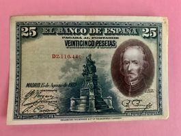 ESPAGNE - Venticinco Pesetas 15 Agosto 1928 C. DE LA BARCA
