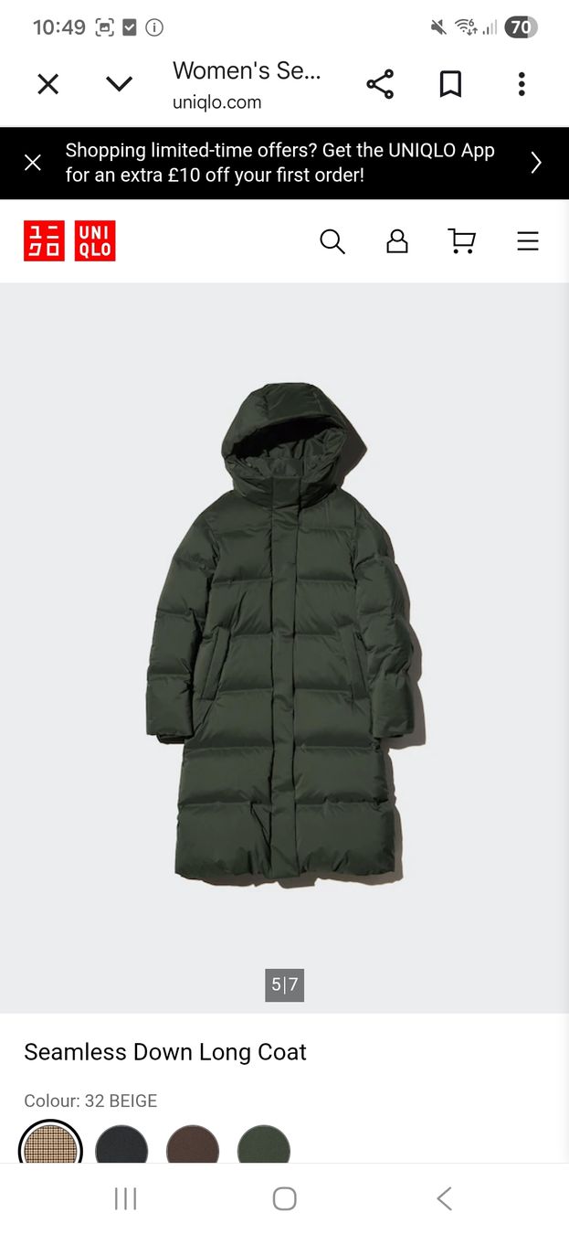 Uniqlo Mäntel: Uniqlo Olive Green Seamless Down Long Coat - Winter M – Gebraucht aus Cham von Drukkerij 2