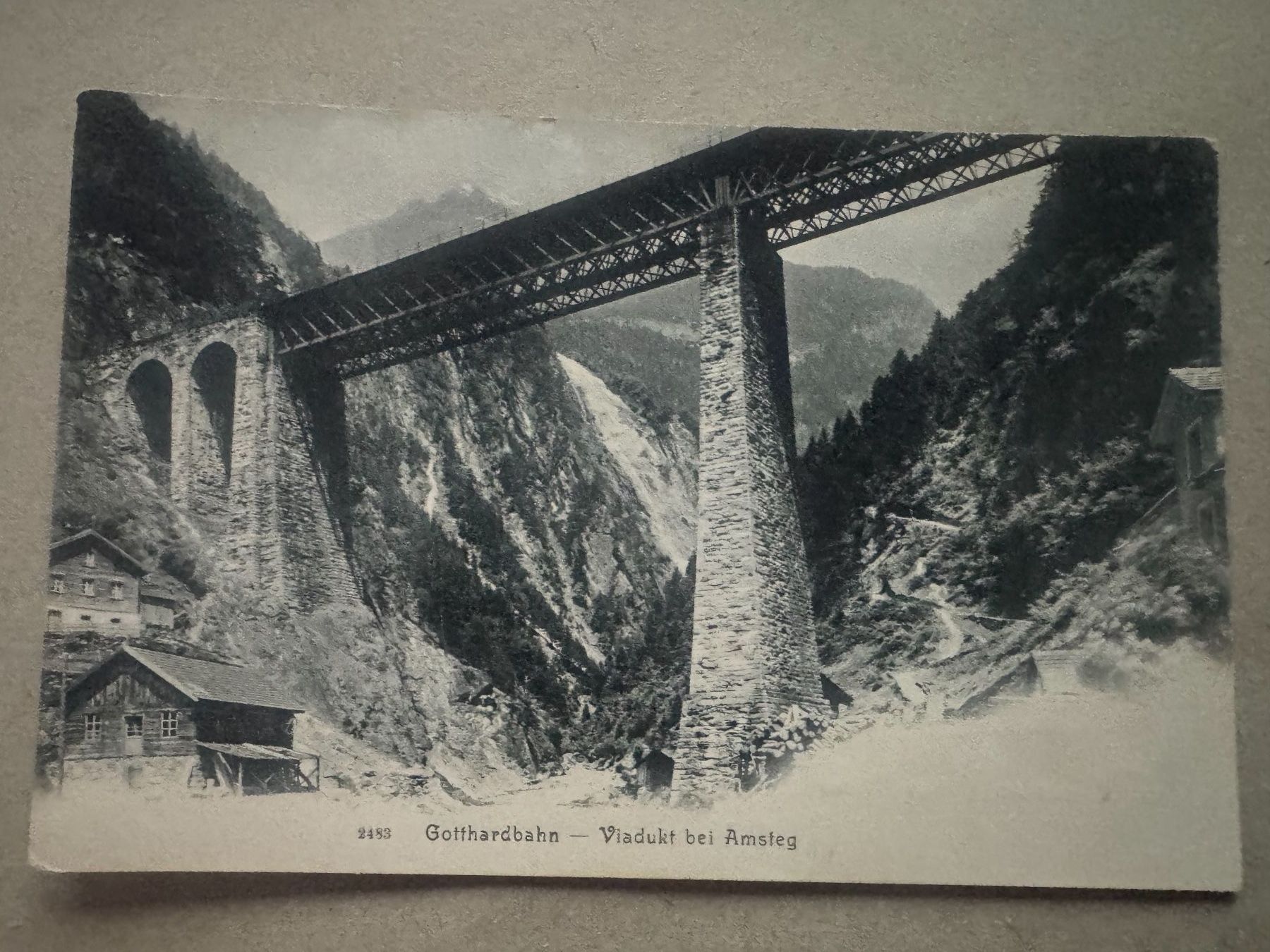 Cartoline postali: GOTTHARDBAHN - Viadukt bei Amsteg - Ansichtskarte – Usato da Tegerfelden venduto da siebenmacky