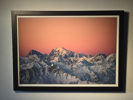 Tableau Mont-Blanc au lever du jour, sous cadre noir
