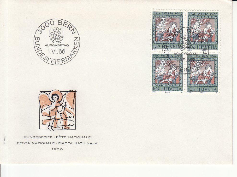 Alle Briefmarken: SBK B128 - B132 im 4er-Block FDC – Gebraucht aus Bürglen TG von StampGraf 2