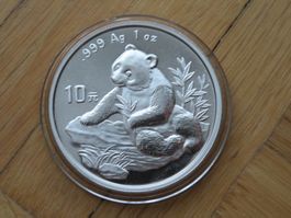 China 10 Yuan Panda Münze 1998 / 1 Unze Silber selten