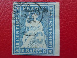 Strubel: 23A (23A3), seltener ORTS-Stempel YVERDON: 2.3.1855