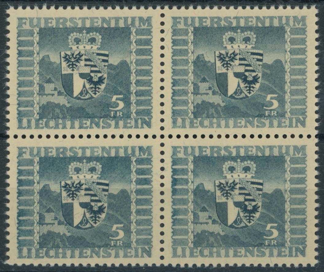 Tous les timbres: FL - 1945 - Landeswappen - Viererblock - postfrisch ** – Neuf (Voir description) à Schindellegi par leecollect