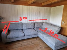 Canapé d'angle gris 3m x 2.30m bon état
