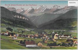 Neu St. Johann-Nesslau mit den Churfirsten - Litho