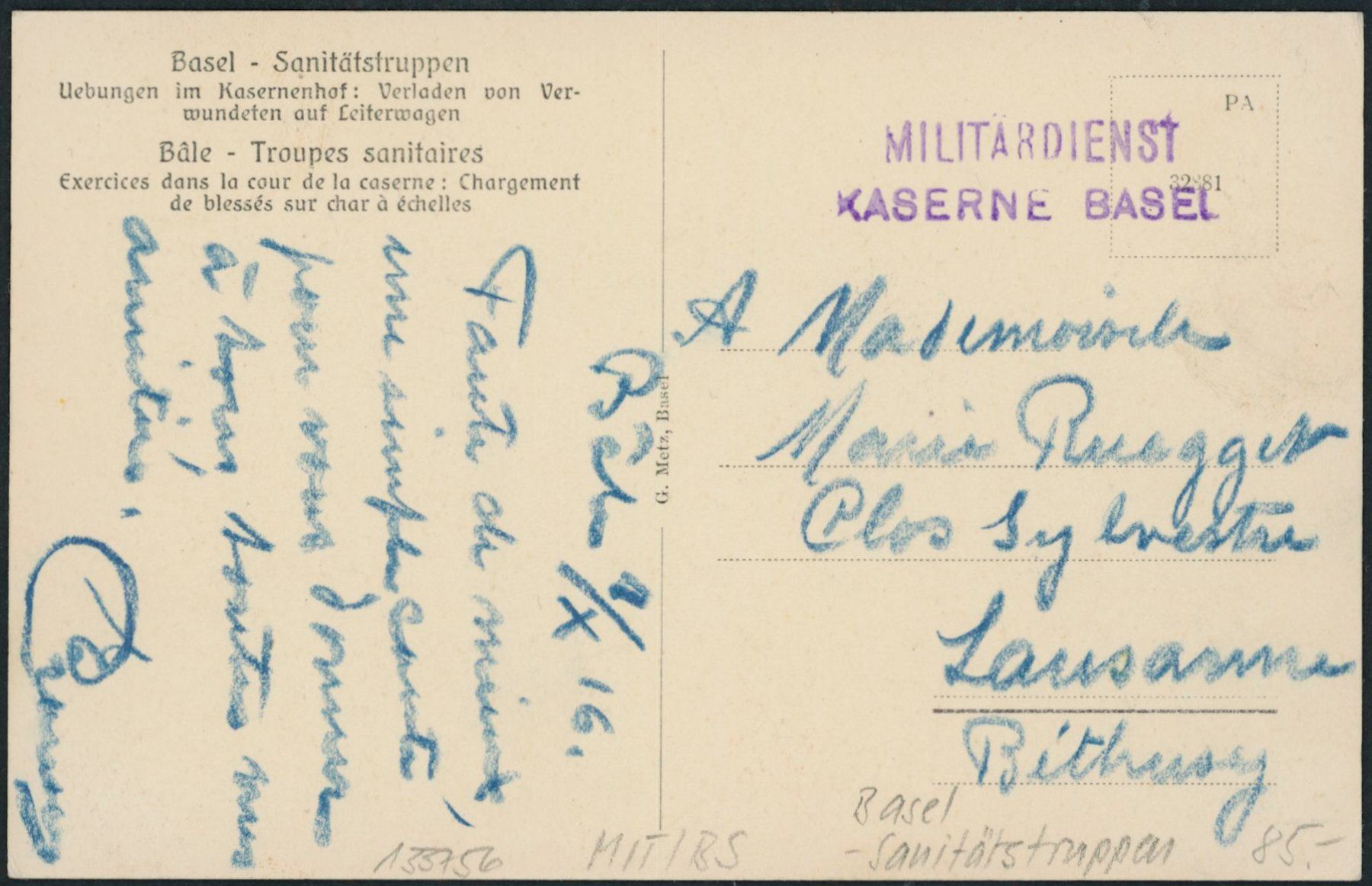 Cartoline postali: BS Basel - Militär - Militärstempel – Usato da Schindellegi venduto da dormay 1