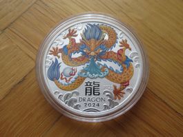 1 Oz. Silbermünze Lunar III Drache 2024 Color Australien