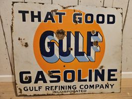 Gulf Gasoline-Schild, vintage, Emailschild, Rarität!