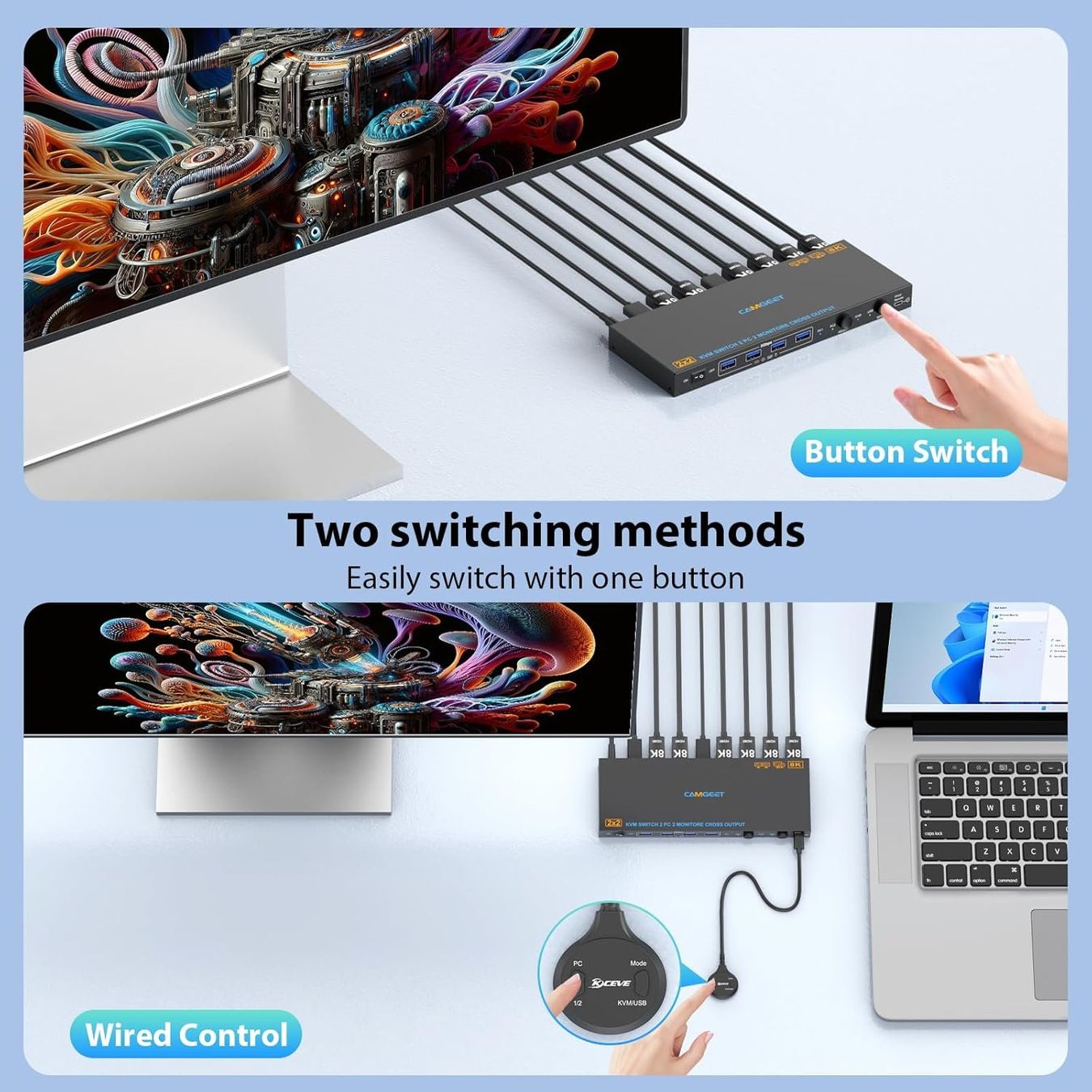 Hub & Switch: KVM Switch 2 PC 2 Monitore 8K HDMI USB – Nuovo e nell'imballaggio originale da Suhr venduto da TradeMasters 7