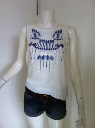🤩MANGO TOP WEISS & BLAU-STICKEREI NEU & D&G P.