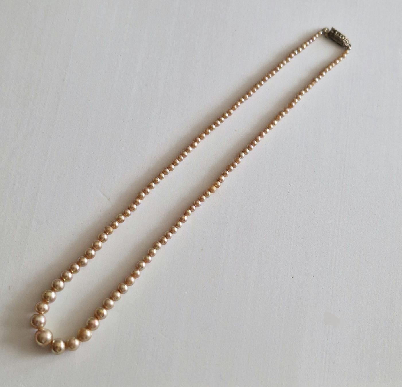 Ketten: Verschluss Silber mit Markasit /Kette unechte Perlen Vintage – Gebraucht aus Zürich von silver-team 2