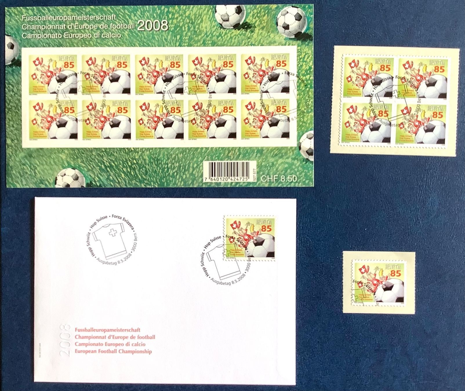 Tutti i francobolli: 2008 FDC + Kleinbogen Fussball + Viererblock + Einzel ET – Nuovo (secondo la descrizione) da Liestal venduto da Skunk02