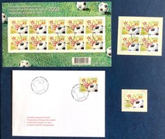 2008 FDC + Kleinbogen Fussball + Viererblock + Einzel ET