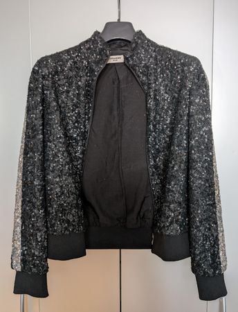 Zadig & Voltaire Deluxe Pailletten Jacke Schwarz, Gr. S/M 
