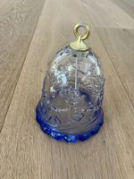Weihnachtsglocke, Glas, blau, mit Rentier - Winterdeko!