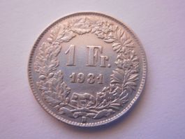 1 Fr. 1931  silber  gute Erhaltung