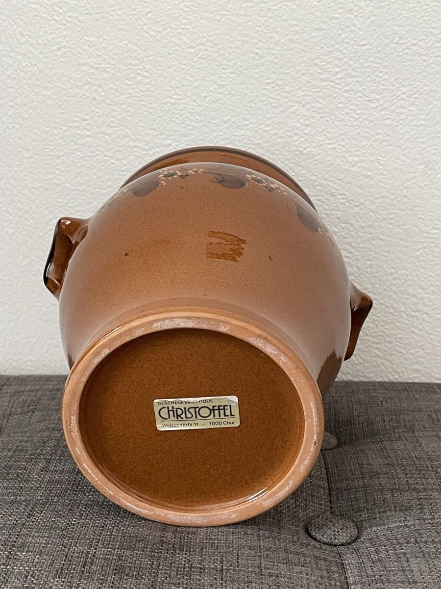 Töpfe: Rustikale Vintage Topf Vase Keramik mit Braun – Gebraucht aus Chur von Tsambiko 3