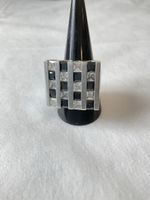 Bague argent 925 pierres noires et blanches 
