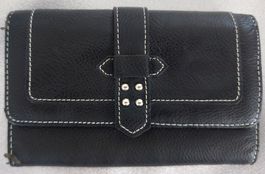 Elegantes Portemonnaie / Geldbörse aus Leder, Schwarz