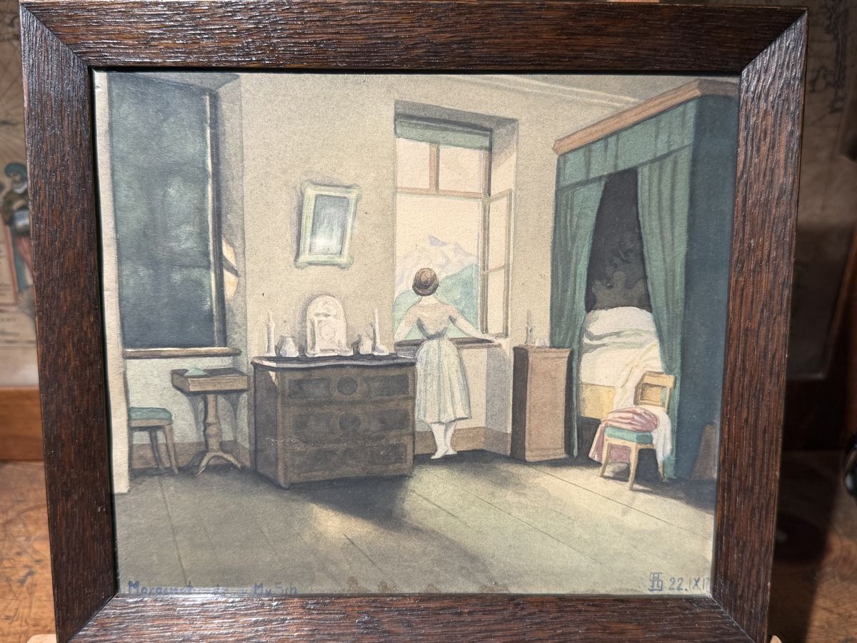 Dipinti: Die Morgenstunde Aquarell aus 1917 – Usato da schaffhausen venduto da VintAntik_1980