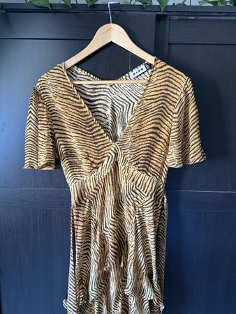 Rixo dress tiger print 100% silk size XS good condition Evie