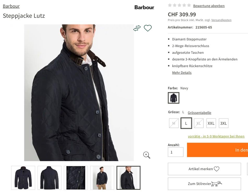 Barbour on sale steppjacke lutz