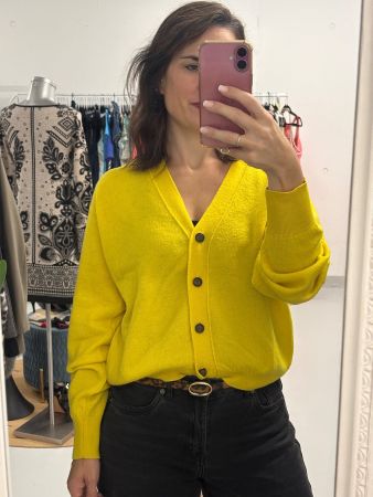 American Vintage Strickjacke gelb Gr. XS/S Wolle Cardigan