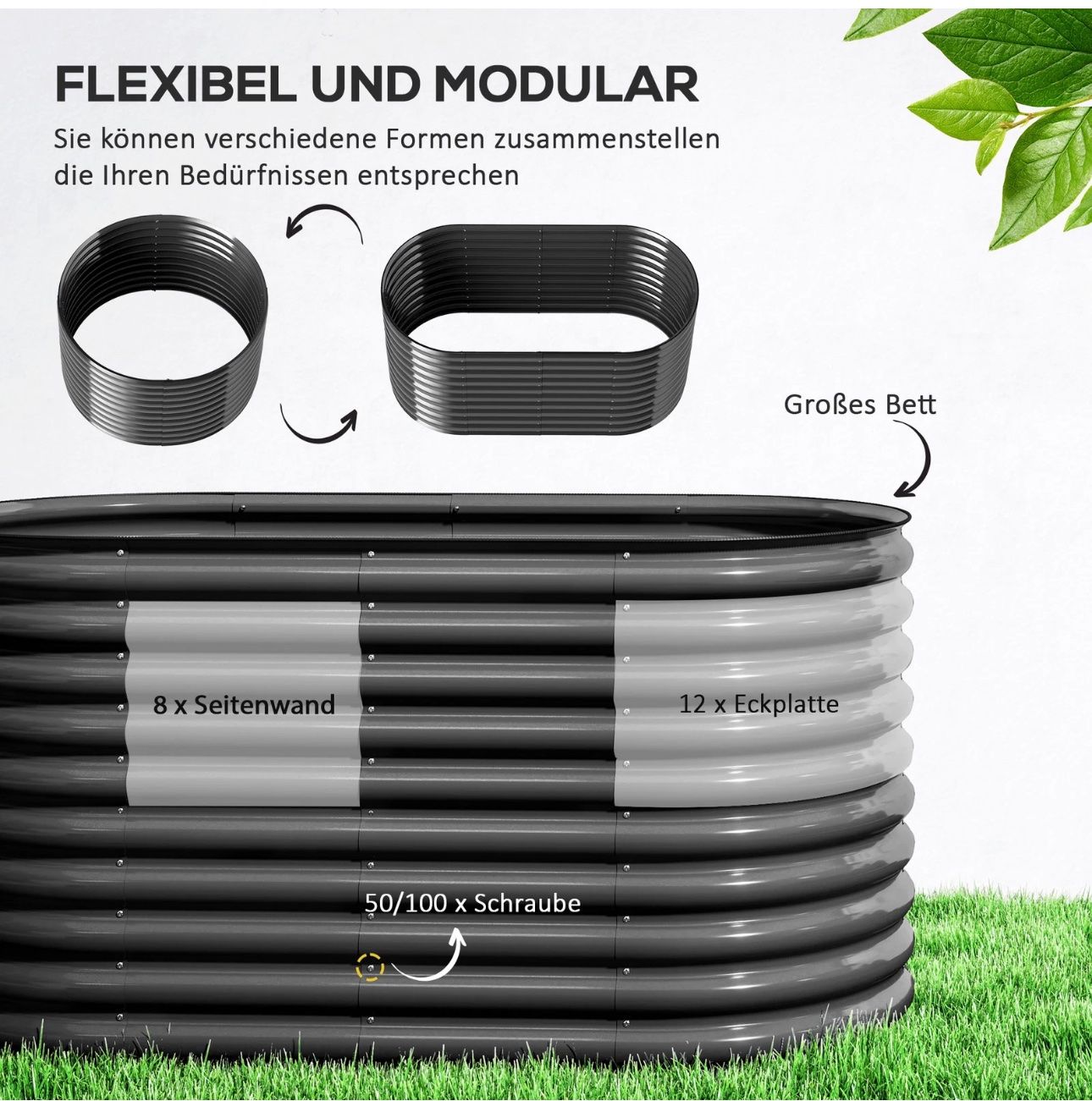 Blumentöpfe: Hochbeet aus Stahl, Pflanzbeet Frühbeet Gartenbeet – Neu und originalverpackt aus Amriswil von JaJa-Express 3