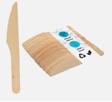 1000 Stück Holz Einwegmesser 165mm - Partybesteck