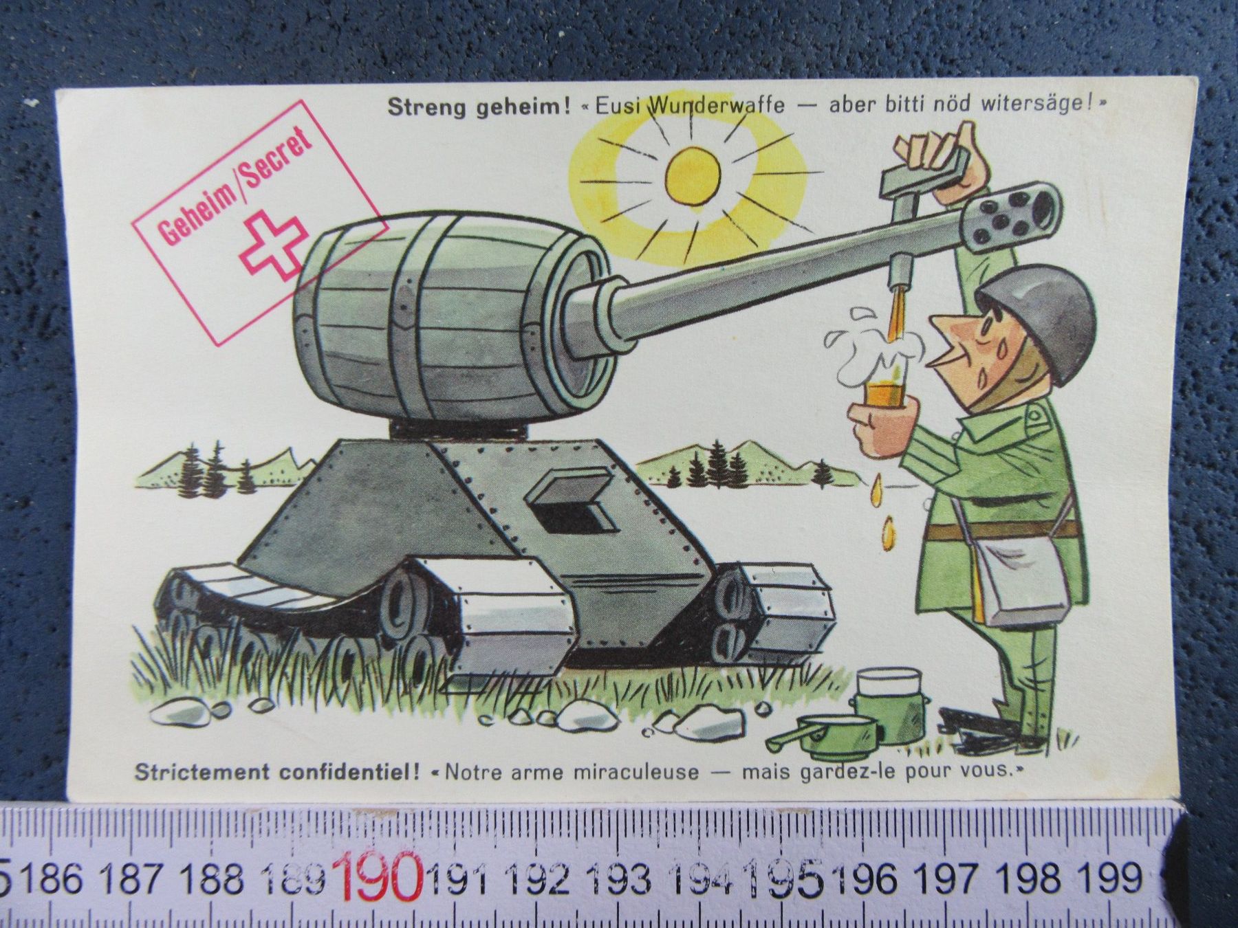 Cartoline postali: ARMEE SCHWEIZ JUX-AK WUNDERWAFFE BIER-PANZER AK – Usato da Ettingen venduto da Hausi4711