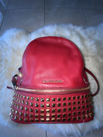 Michael Kors Rucksack Leder rot mit Nieten - neuwertig!