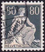 1940 Helvetia mit Schwert Nr. 141y, Kreidepapier, gestempelt