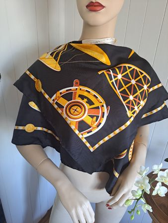Vintage Foulard Tuch Schal Seide Carré LEONARDO DA VINCI