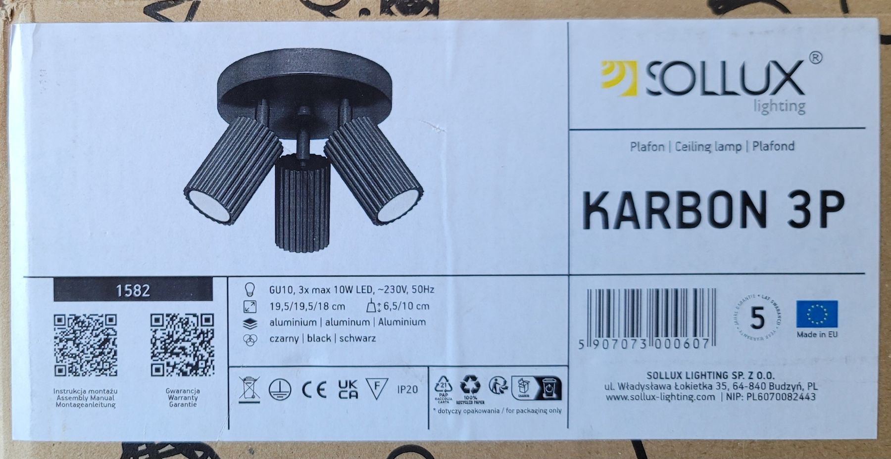 Kronleuchter & Deckenlampen: Deckenleuchte Sollux KARBON 3P Schwarz – Neu (gemäss Beschreibung) aus Zürich von booleanzondra 5