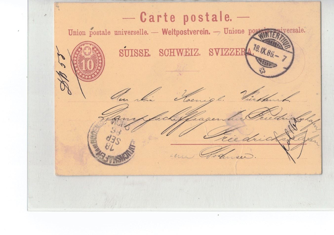 Alle Briefmarken: CH Ganzsache Postkarte o 1886 Winterthur – Gebraucht aus Oberwil-Lieli von pizbeverin12