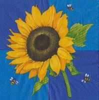 2 Servietten Sonnenblume blau