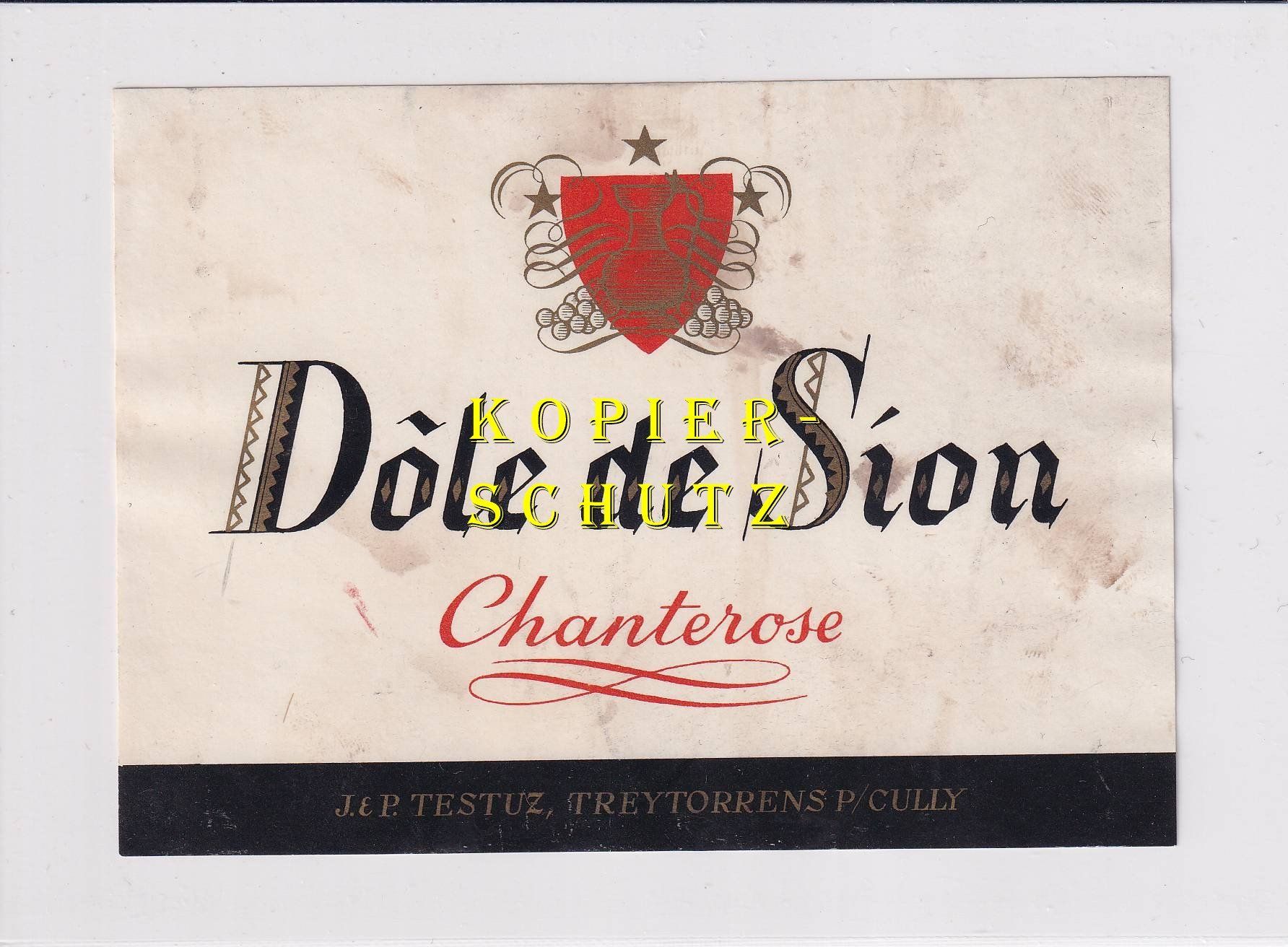 Carta: Etikette - Dôle de Sion "Chanterose" /bd – Usato da Hombrechtikon venduto da Rudolf07