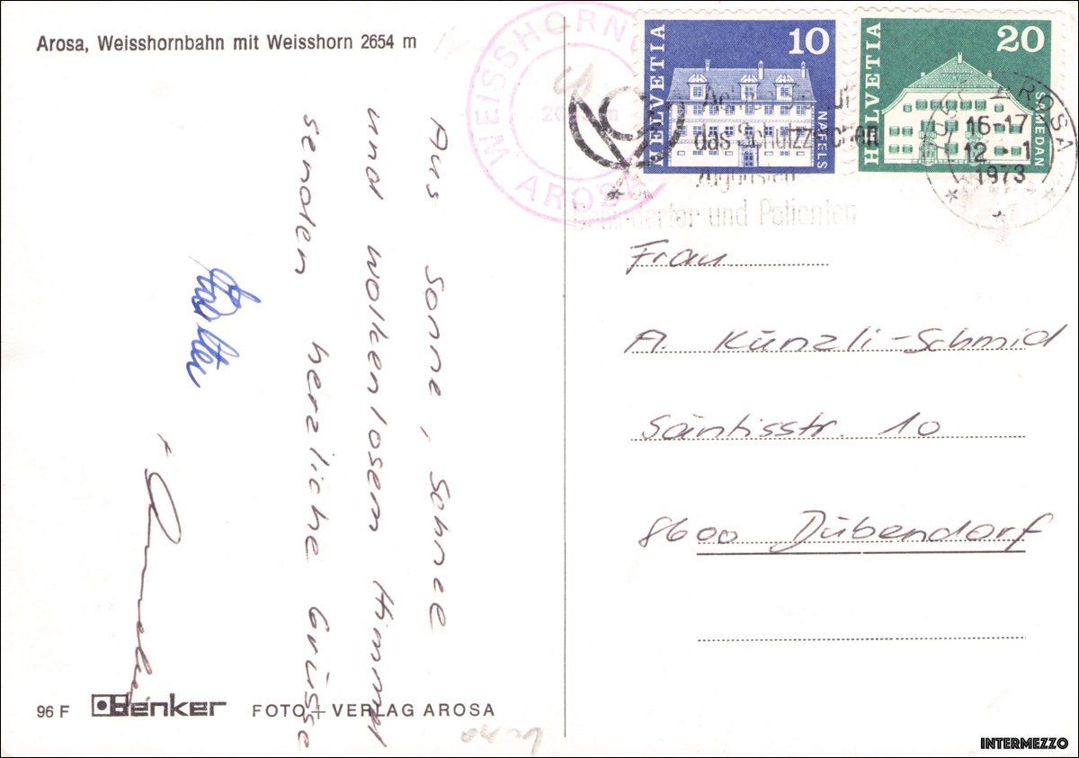 Cartoline postali: Arosa GR // 1973 Seilbahn Weisshorn // Winter – Usato da Basel venduto da intermezzo12 1