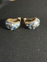 Ohrclips blau goldfarben Sterne mit Steinchen ungetragen