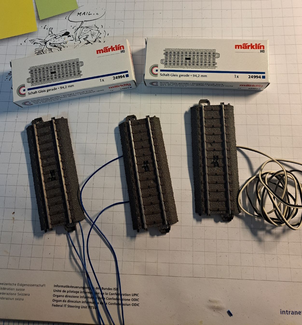 Märklin Modellini di ferrovie: Märklin 3x Schaltgleis 24994 – Usato da Düdingen venduto da Ce68