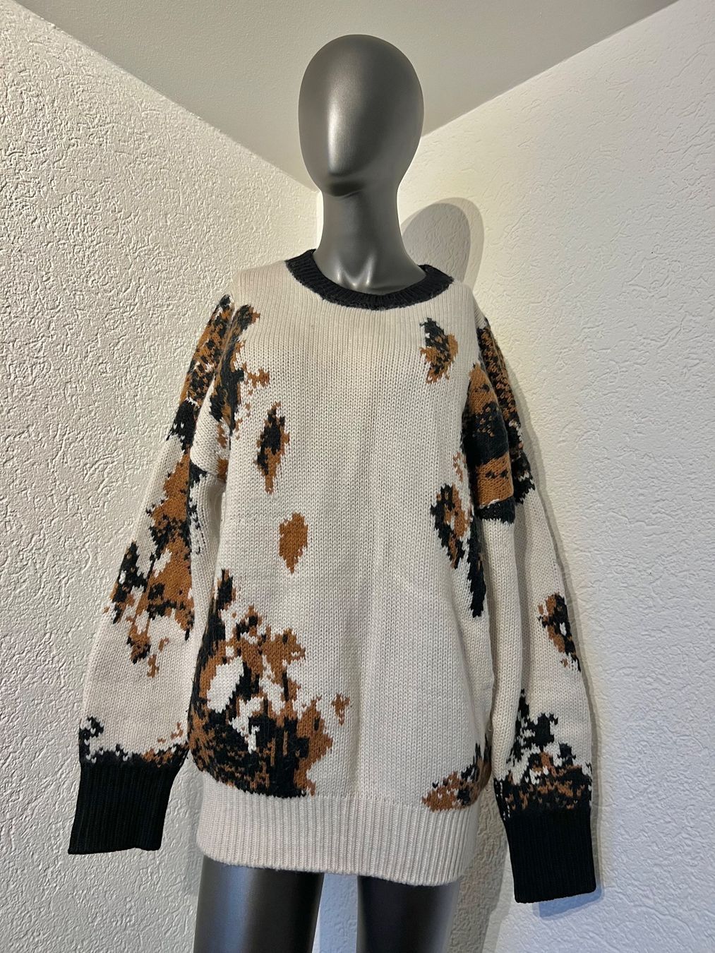 Maglioni & Felpe: Dicker Winter Herbst Pullover Frauen Braun weiß Gr L – Usato da Frenkendorf venduto da Style365 1