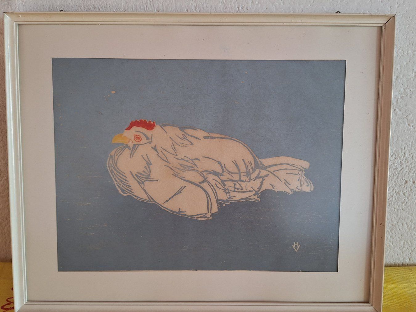 Poster & Bilder: Bild mit Huhn, signiert  H.V – Gebraucht aus Arlesheim von shopradl