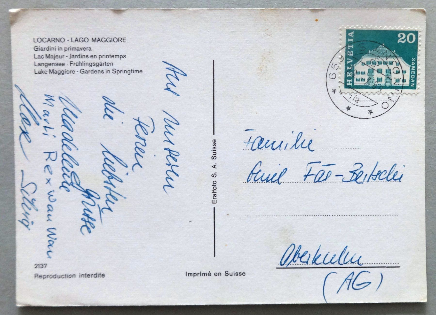 Cartes postales: Locarno - Giardini in primavera – D'occasion à Fétigny par Billy2miny 1