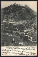 AK Wassen, Panorama mit Gotthardbahn